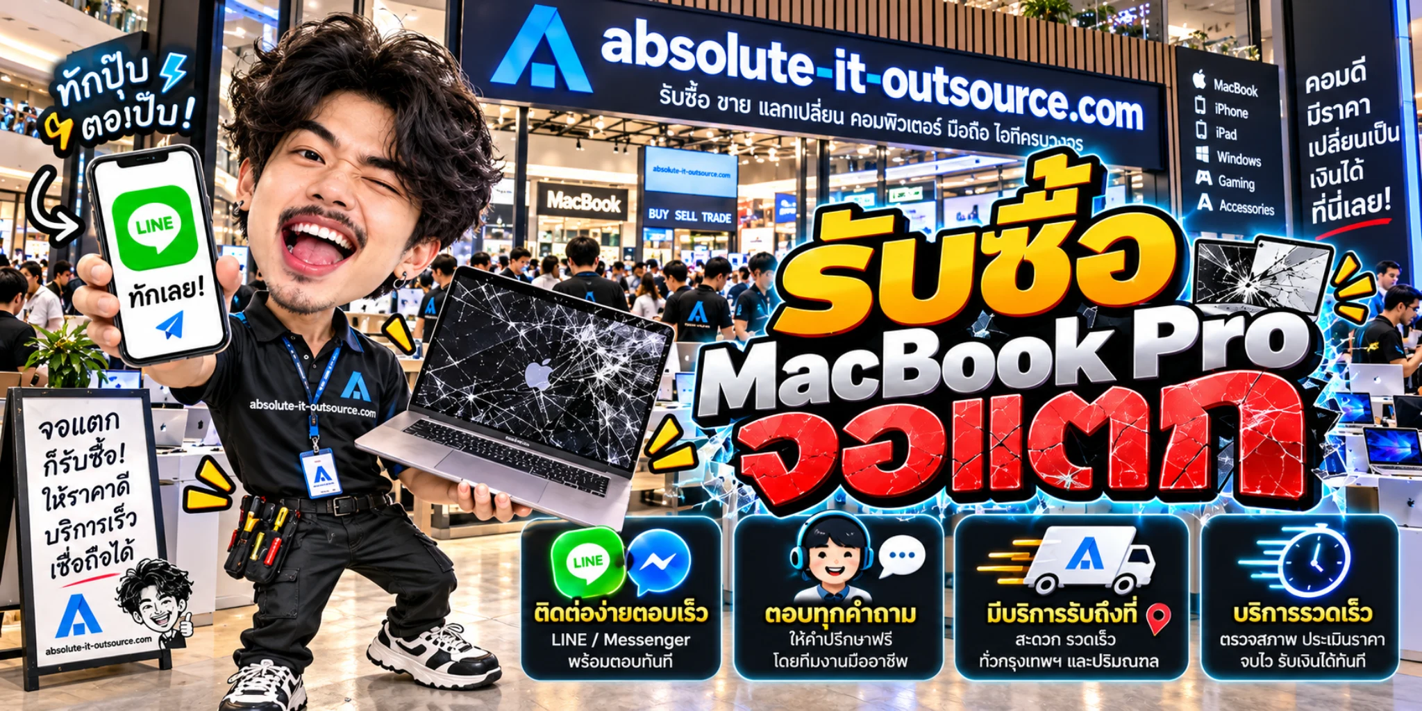 รับซื้อ MacBook Pro จอแตก